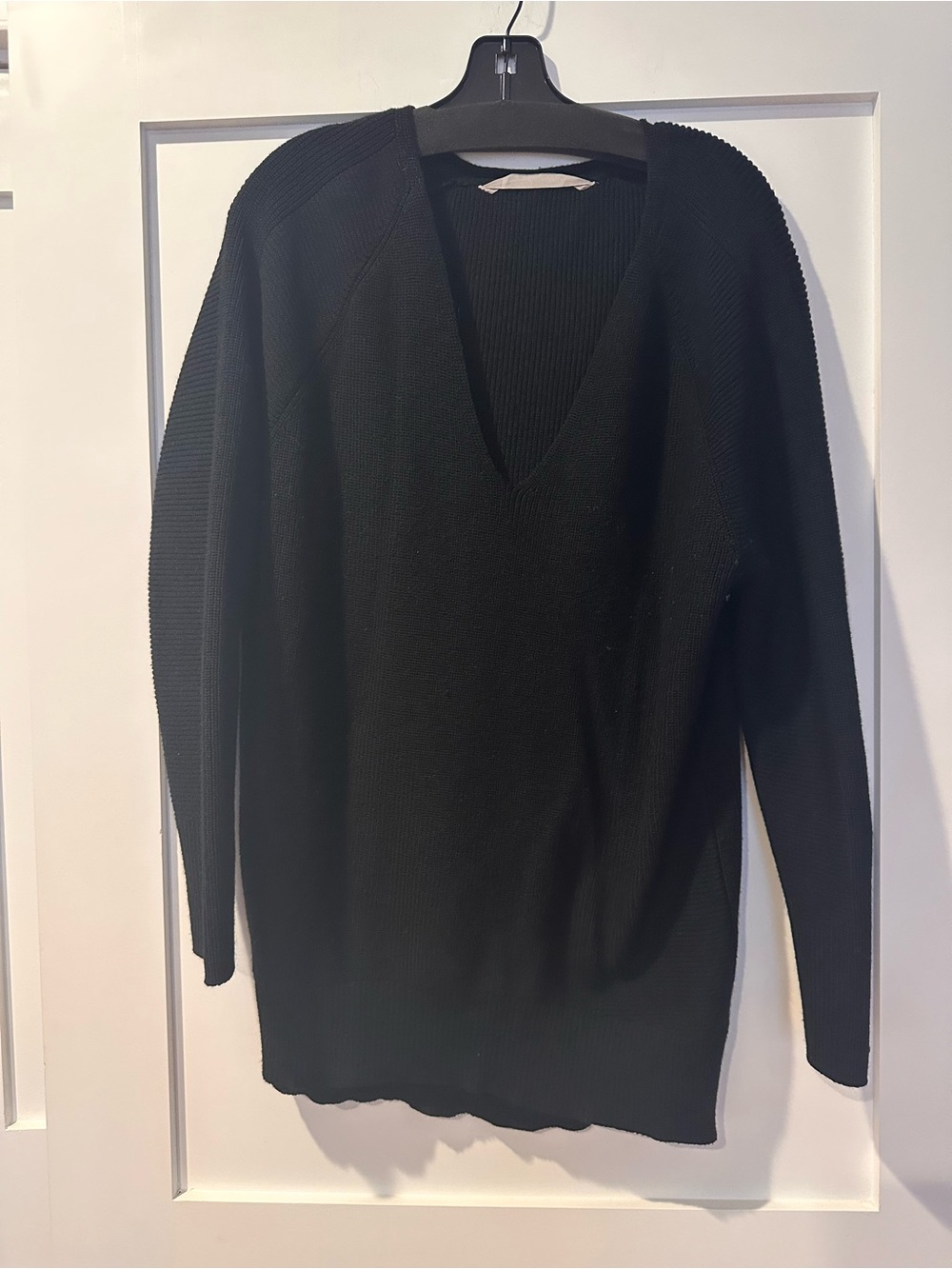 Athleta Oversized Black V-Neck Tunic Sweater